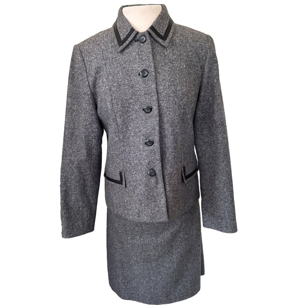 Pendleton Wool Skirt Sport Jacket Suit Size 10 Grey Professional